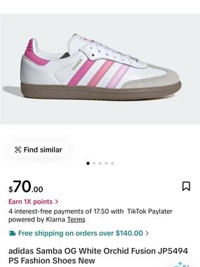 adidas Samba OG White with Pink Stripes kids 3
